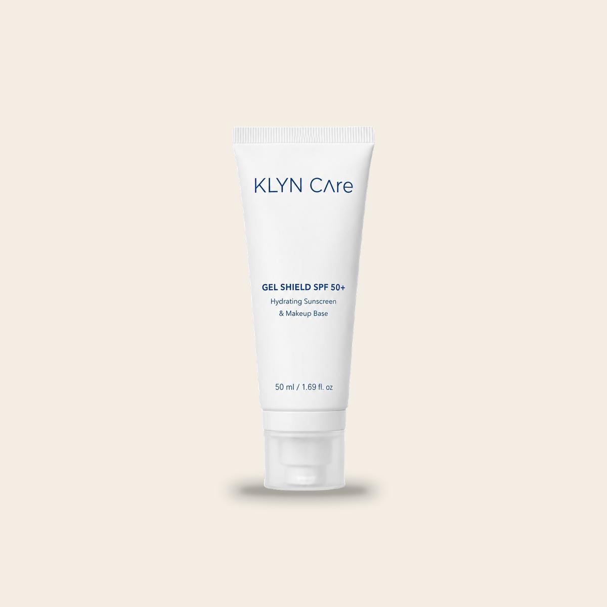 Tube Gel Shield SPF 50+ KLYN Care, protection solaire visage et base de maquillage