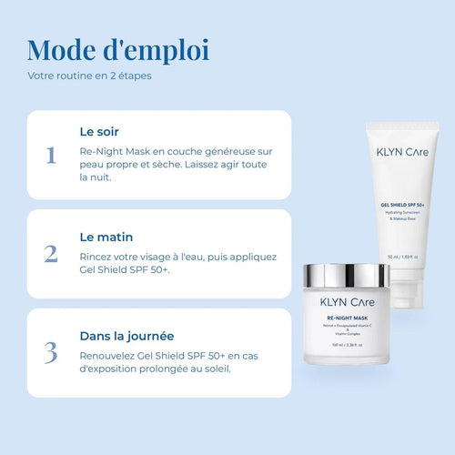 Mode d'emploi du Pack Duo KLYN Care : routine soir et matin